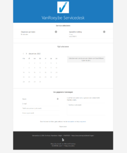 Réservations Servicedesk | VanRoey.be