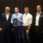 Fortinet EMEA award Partner growth 2018 Pat and Roel on stage
