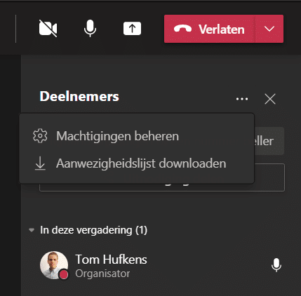 Microsoft Teams - Deelnemerslijst downloaden