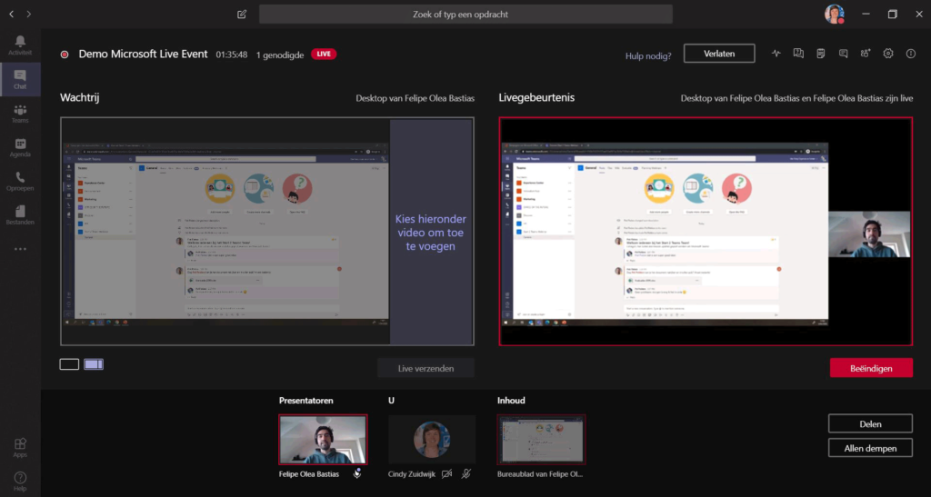 Teams Live Event - View producer at start of live event | VanRoey.be