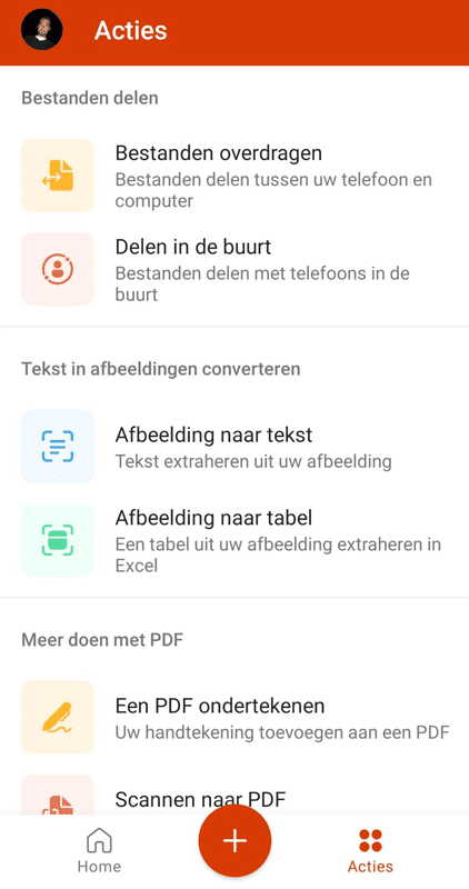 Screenshot Office Apps Actions