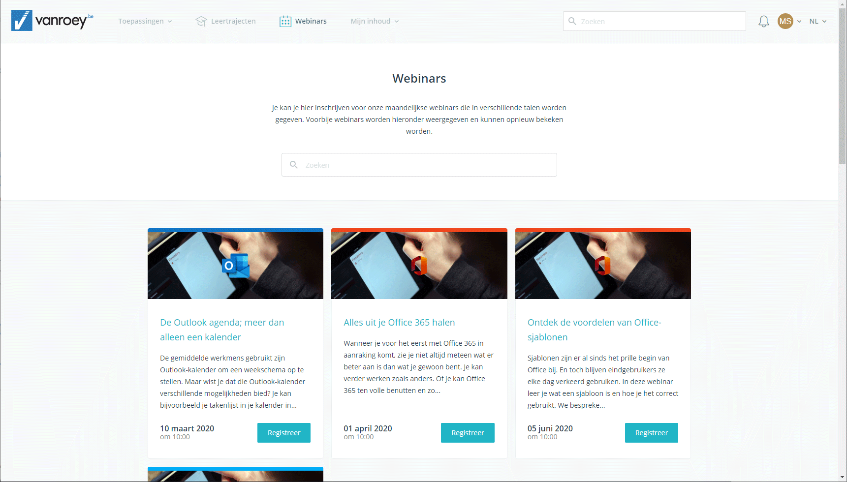 Capture d'écran - plate-forme d'apprentissage en ligne - séminaire web
